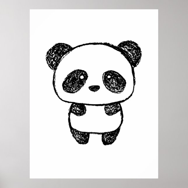Póster Bebé lindo Panda dibujado en carbón - Amanda Roos (Frente)