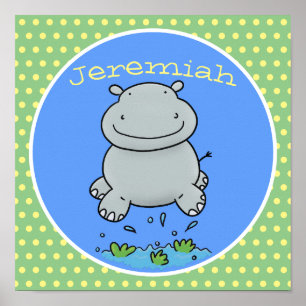 Póster Bebé lindo saltando ilustracion personalizado hipo