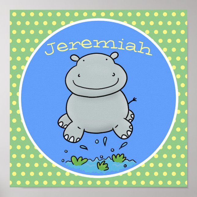 Póster Bebé lindo saltando ilustracion personalizado hipo (Frente)