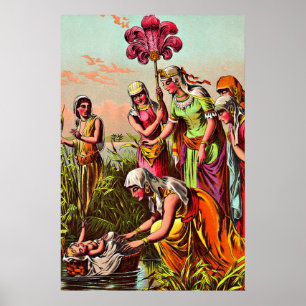 Póster Bebé Moisés en el poster del río