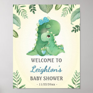 Póster Bebé Momma Dinosaurios Bebé Azul Bienvenida