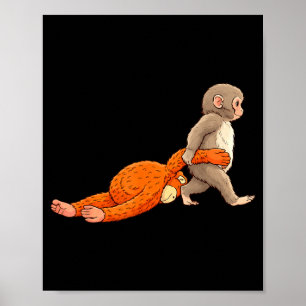 Póster Bebé mono divertido golpea animal lindo hombres mu