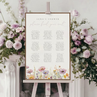 Póster Bebé Morado Floral En El Poster De La Tabla De Asi