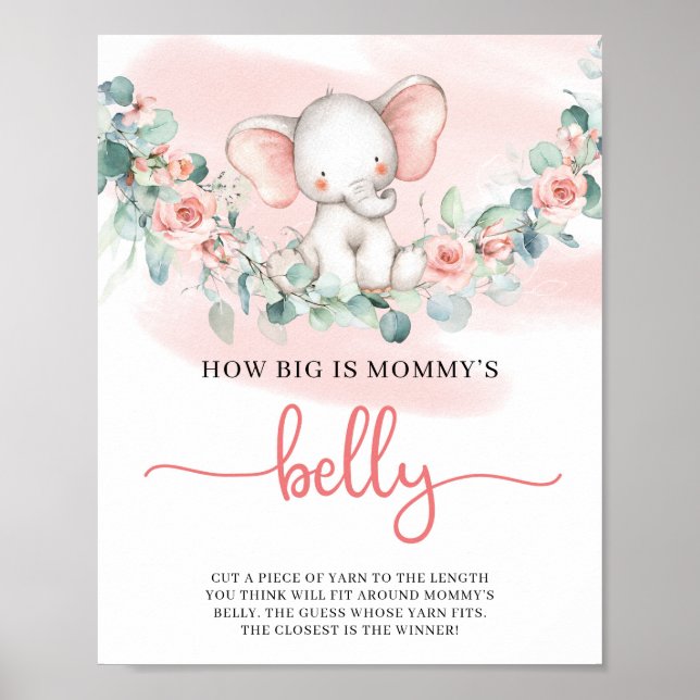 Póster Bebé Niña Elefante eucaliptus mommys juego del vie (Frente)