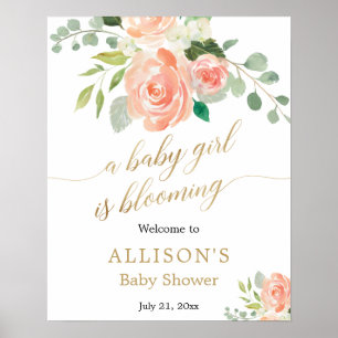 Póster Bebé niña está floriendo un símbolo de bienvenida