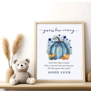 Póster Bebé Niño Calabacita Juego de Baby Shower Adivina 