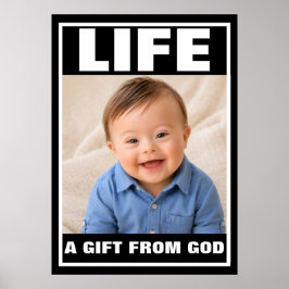 Póster Bebé Niño con Síndrome de Down Sonriendo Pro-Vida