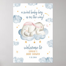 Bebé niño ducha signo de bienvenida Poster - Elefa