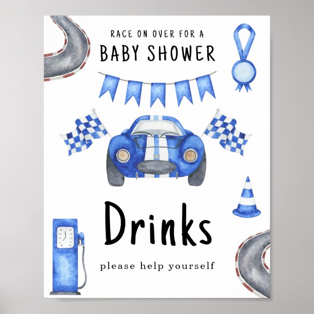 Póster Bebé niño fiesta de regalos Bebidas de coche de ca (Frente)