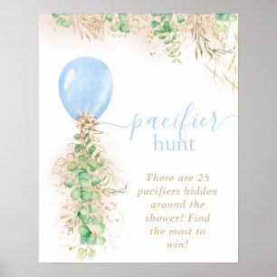 Póster Bebé Niño Shower de Globos de Eucalipto Caza de Ch