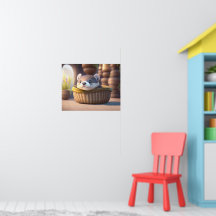 Bebé nutria linda en una cesta