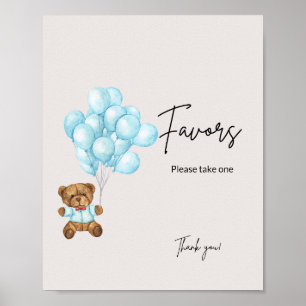 Póster Bebé oso azul Baby Shower favorece al Poster