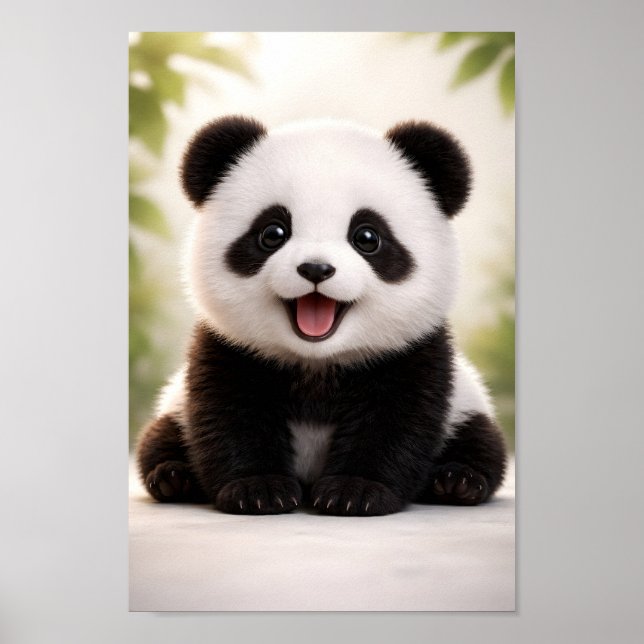 Póster Bebé Panda Feliz Lindo Vivero Fauna Animal (Frente)