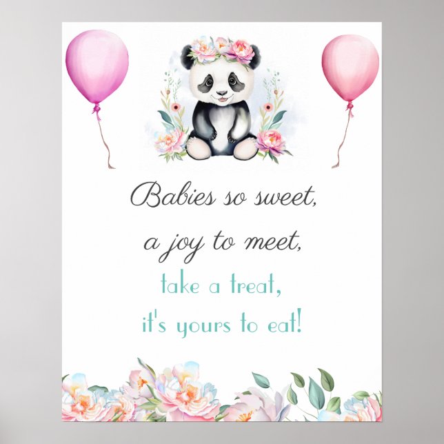 Póster Bebé Panda Peonies Jungle Baby Dessert (Frente)