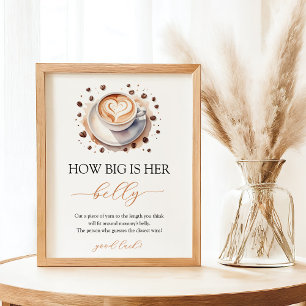 Póster Bebé prepara café Rótulo Belly Baby Shower