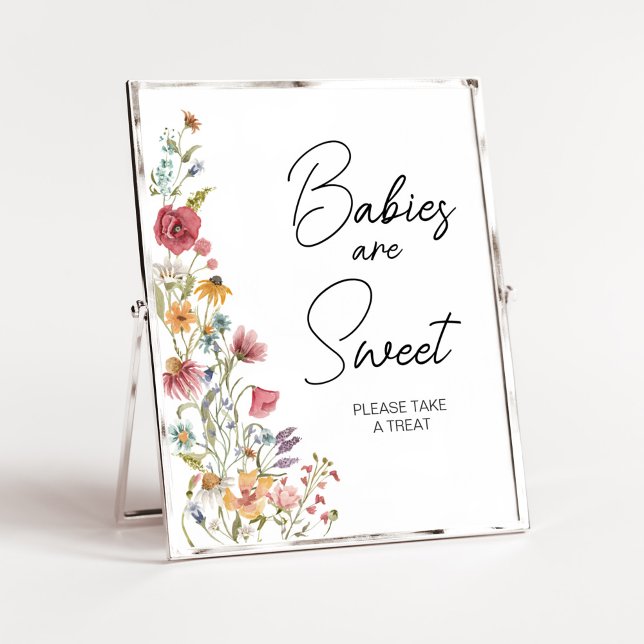 Póster Bebé primaveral en sangre Los bebés de Baby Shower (Boho Wildflower Baby Shower Babies are Sweet Sign)