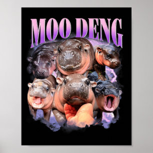 Póster Bebé Pygmy Hip Cute Zoo Divertido Moo-deng Para Fa