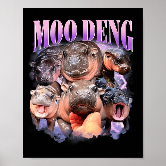 Póster Bebé Pygmy Hip Cute Zoo Divertido Moo-deng Para Fa (Frente)