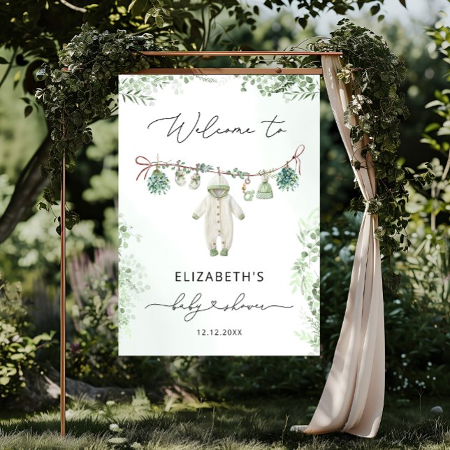 Póster Bebé ropa Boho Eucalyptus Bienvenida Baby Shower (Subido por el creador)