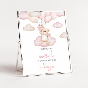 Póster Bebé rosa Bear Balloon BabyShower Envelope Station