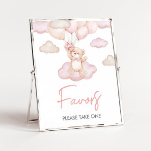 Póster Bebé rosa Bear Globo Baby Shower Favores