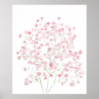 Póster Bebé rosa claro Breaking Bouquet gypsophila agua