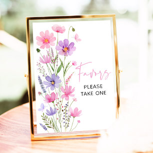 Póster Bebé rosa dulce en flor silvestre floreciente favo