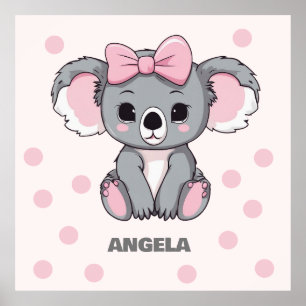 Póster Bebé rosa Koala Bear