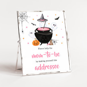 Póster Bebé rosado de Halloween está preparando estación