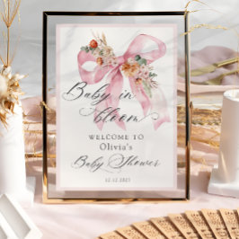 Póster Bebé rosado floral en Baby Shower