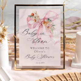 Póster Bebé rosado floral en Baby Shower