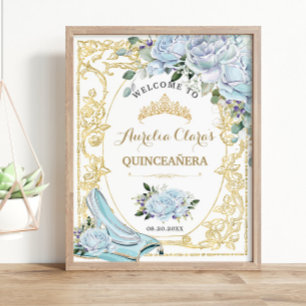 Póster Bebé Rosas Azules Cenicienta Quinceanera