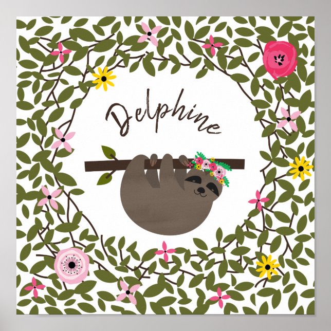 Póster Bebé Sangre Floral Vegetación Nursery (Frente)