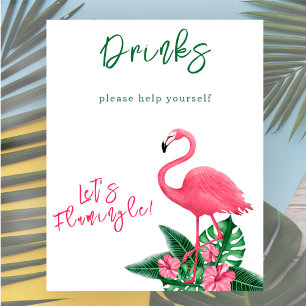 Póster Bebé shower de flamenco acuarela - Bebidas