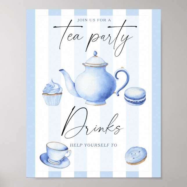 Póster Bebé shower de té - Bebidas (Frente)