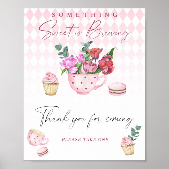 Póster Bebé shower de té - Gracias por venir (Frente)