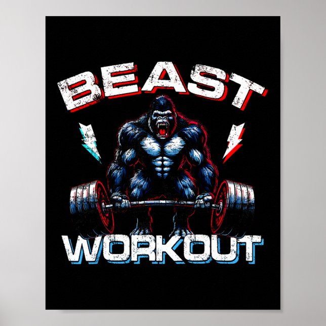 Póster Bebe Silverback Deadlift Gym Chistes Gorilla Worko (Frente)
