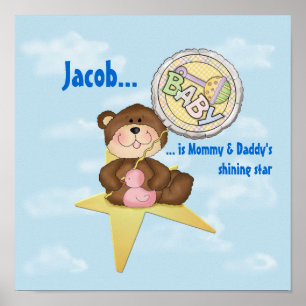 Póster Bebé Teddy Oso en una estrella