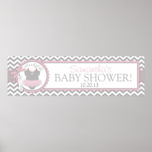 Póster Bebé Tutu Chevron Imprimir banner de Baby Shower