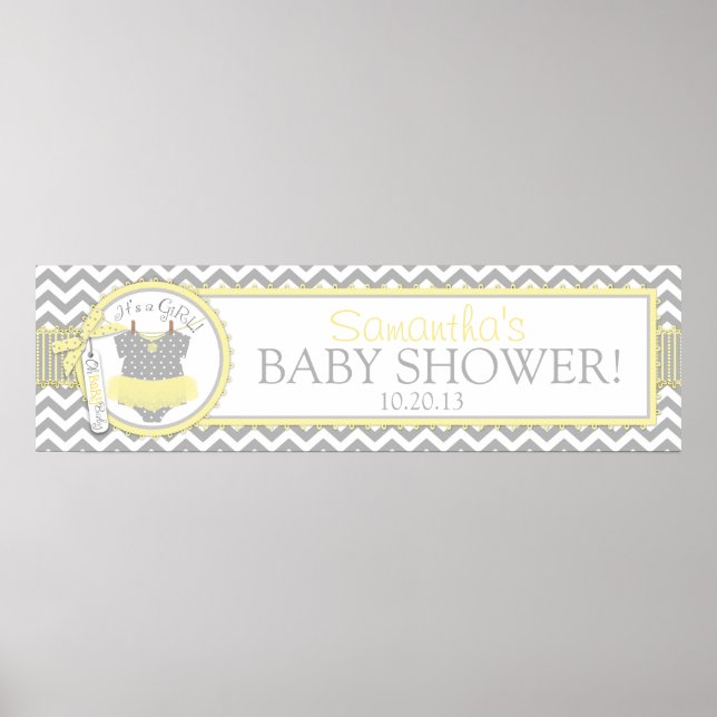 Póster Bebé Tutu Chevron Imprimir banner de Baby Shower (Frente)