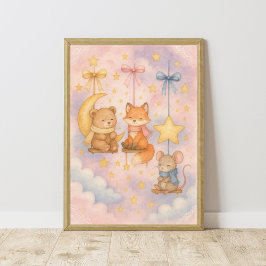 Póster Bebé Woodland Animales Celestiales Nursery Wall Ar