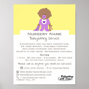 Póster Bebé y oso personalizado, niñera, guardería, guard