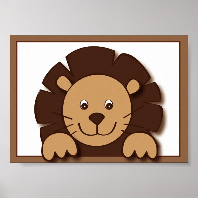 Póster Bebé Zoo Lion Jung Animal Wall Art Imprimir 5X7 (Frente)