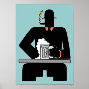 Póster Bebedor de cerveza del art déco