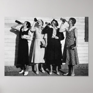 Póster  Bebedores de cerveza fotografía vintage de 1930 