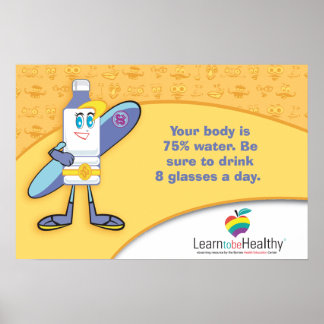 Póster Beber 8 vasos de agua al día Poster