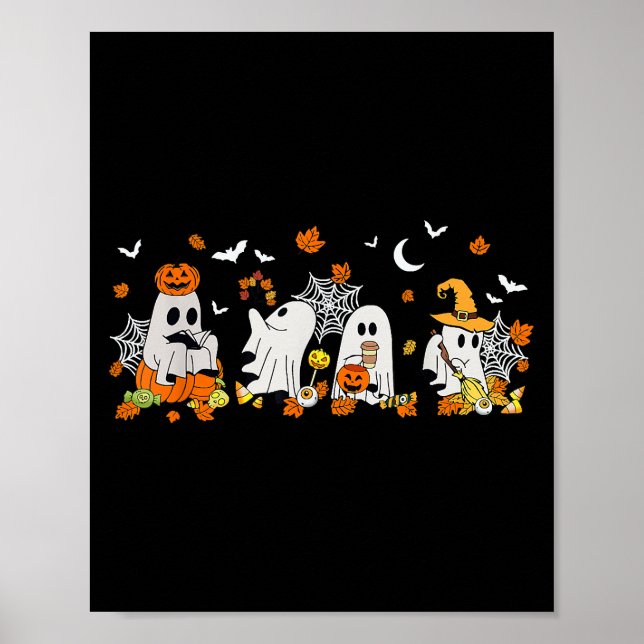 Póster Beber café dulce fantasma Halloween Fall Ghost Bo (Frente)