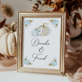 Póster Beber de calabaza para Baby Shower y Rótulo de com