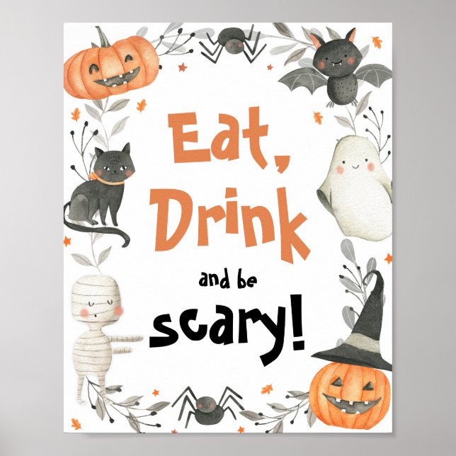 Póster Beber de fantasía de Halloween es Rótulo de Fiesta (Frente)