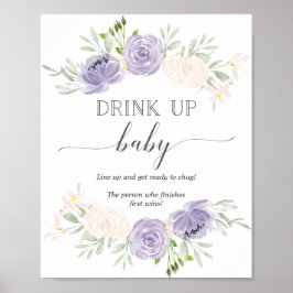 Póster Beber el juego de Baby Shower de Botella Púrpura P
